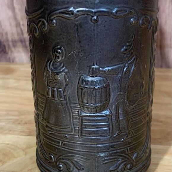 KW-264 Beer Stein "EIN PROSIT DER GEMUTLICHKEIT" Gun Metal grey GLASS Vintage 7” - Picture 6 of 10